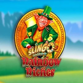 Slingo Rainbow Riches slot logo by Gaming Realms at Betshop Casino